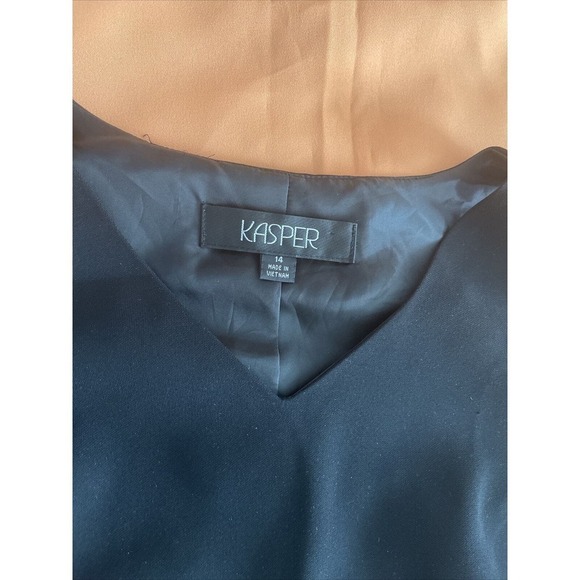 Kasper Size 14 Black Camisole Top Blouse Women Lined V-neck Zipper Side - Picture 9 of 10